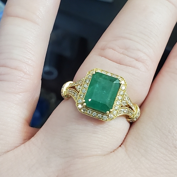 Effy 14k Emerald & diamond ring size 7 1/4 - Picture 5 of 10